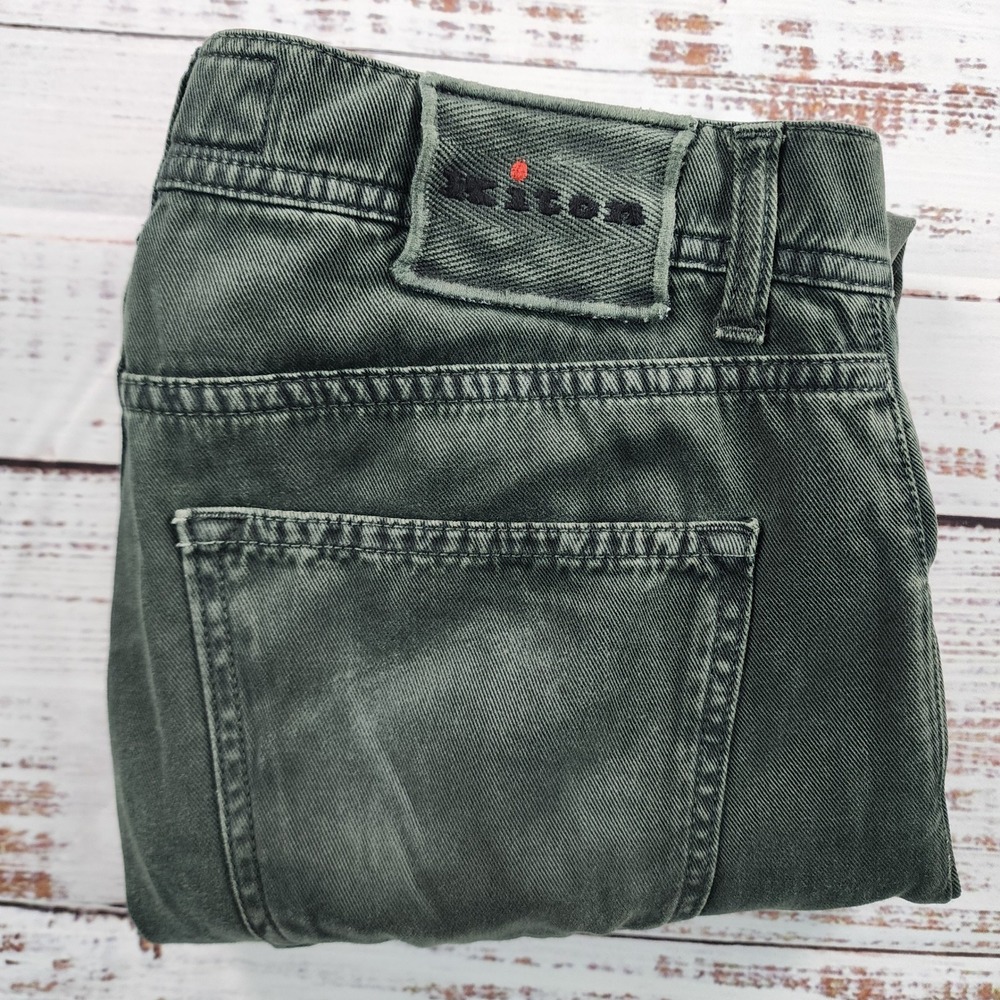 Kiton Napoli 32 Olive Green 5-Pocket Cotton Cashmere Blend Italy Luxury Jeans